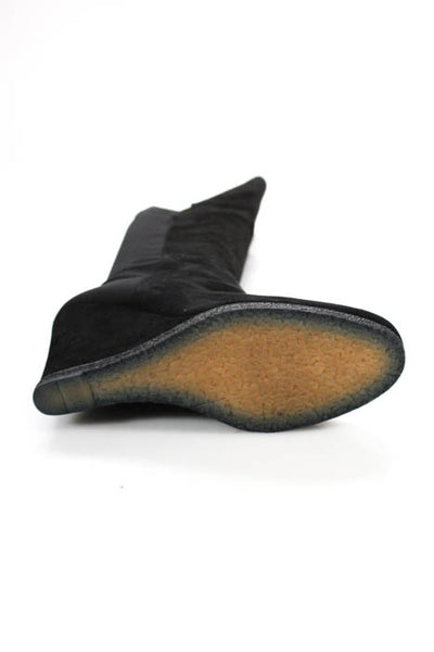 Stuart Weitzman Women's Boots Size 9.5 Black Suede Wedge Heel 50/50 Over Knee