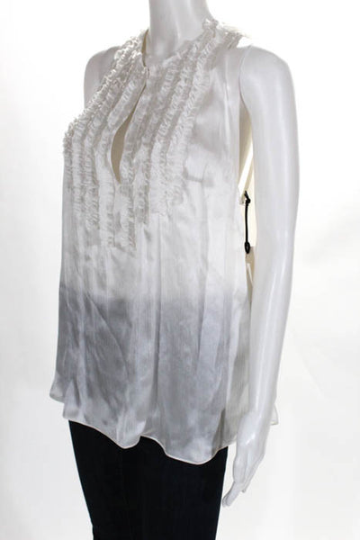 L Agence Womens Blouse Size Large White Silver Tone Sleeveless V Neck NEW $560 L