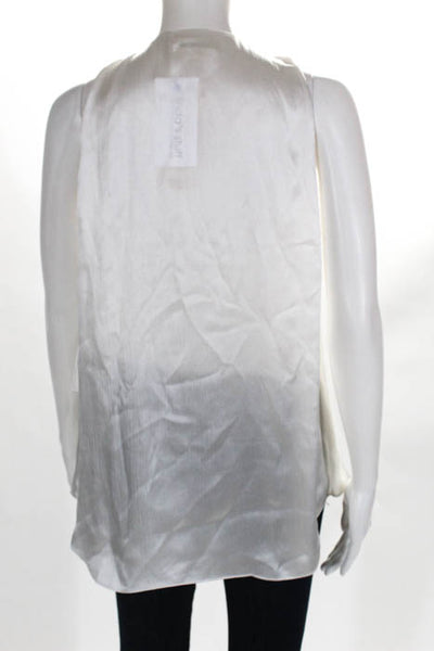 L Agence Womens Blouse Size Large White Silver Tone Sleeveless V Neck NEW $560 L