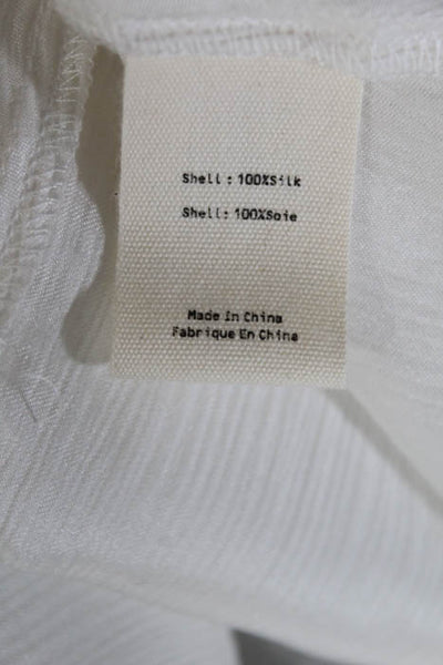 L Agence Womens Blouse Size Large White Silver Tone Sleeveless V Neck NEW $560 L