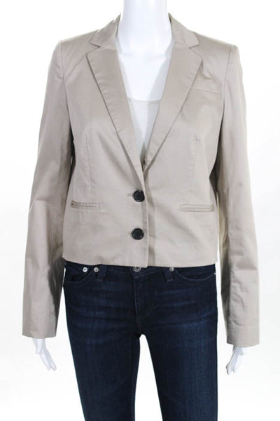 Club Monaco Womens Jacket Size 4 Beige Cotton Long Sleeve Button Front