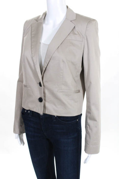 Club Monaco Womens Jacket Size 4 Beige Cotton Long Sleeve Button Front