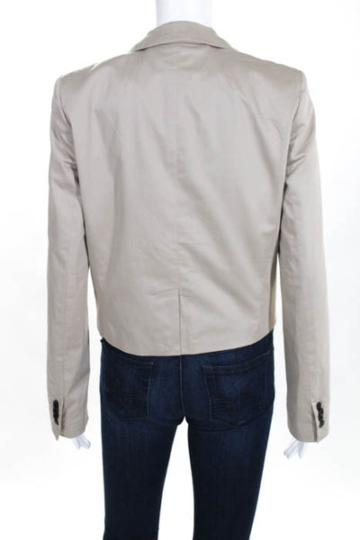 Club Monaco Womens Jacket Size 4 Beige Cotton Long Sleeve Button Front