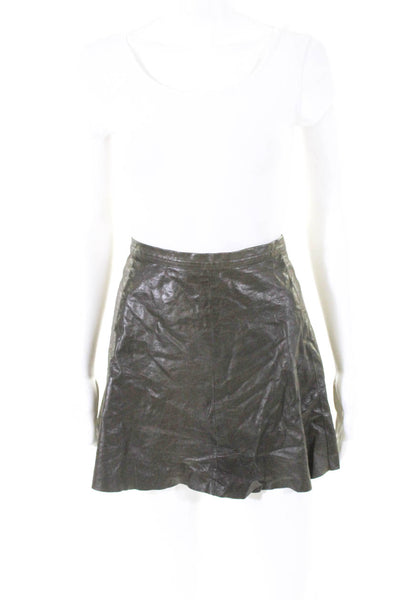 ALC Green Leather A Line Mini Skirt Size 4