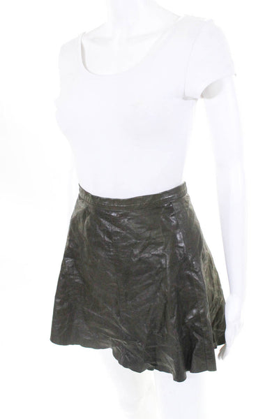 ALC Green Leather A Line Mini Skirt Size 4