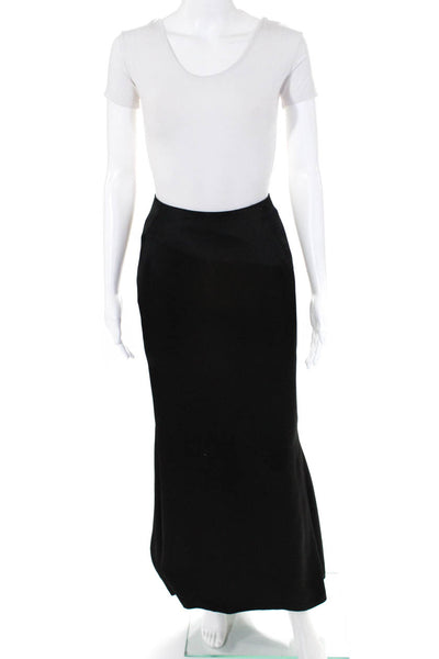 Carmen Marc Valvo Womens Maxi Skirt Full Length Shiny Black Size 4 Petite