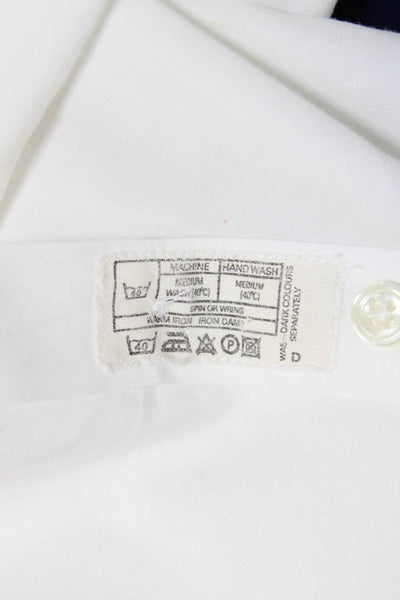 Thomas Pink Women White Cotton Collared Long Sleeve Button-Up Blouse Size S