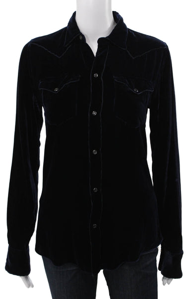 Ralph Lauren Blue Label Women Button-Up Rayon Blue Long Sleeve Size 4