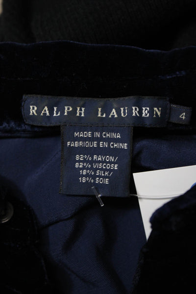 Ralph Lauren Blue Label Women Button-Up Rayon Blue Long Sleeve Size 4