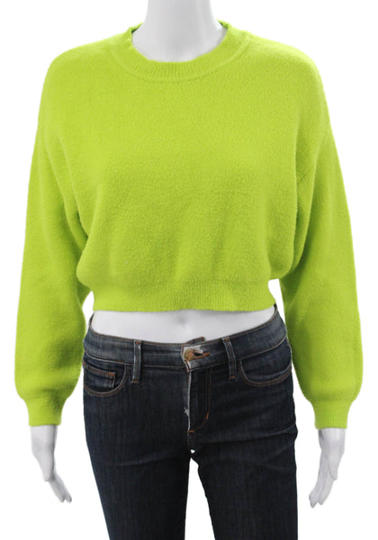 Zara Women Pullover Sweater Green Crew Neck Long Sleeve Nylon Blend Size M