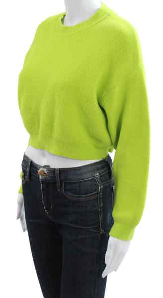 Zara Women Pullover Sweater Green Crew Neck Long Sleeve Nylon Blend Size M