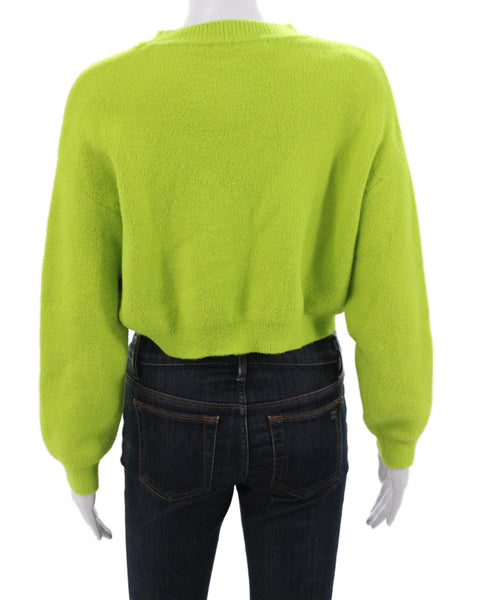 Zara Women Pullover Sweater Green Crew Neck Long Sleeve Nylon Blend Size M