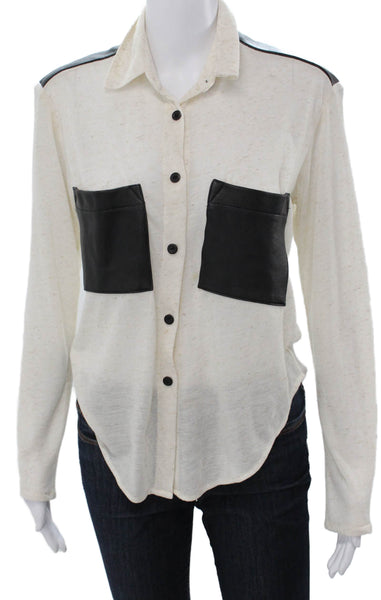 10 Corso Women White Knit Collared Button-Up Long Sleeve Basic Top Size XS