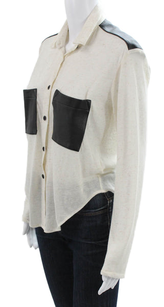 10 Corso Women White Knit Collared Button-Up Long Sleeve Basic Top Size XS