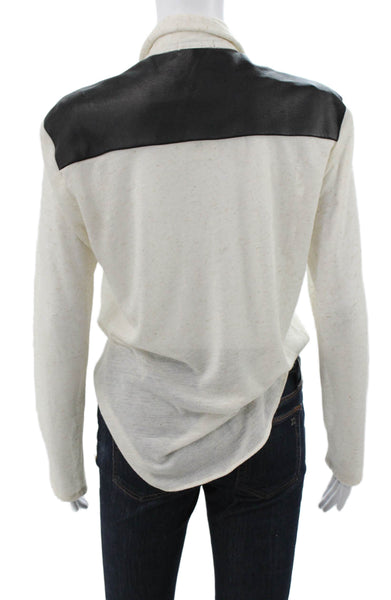 10 Corso Women White Knit Collared Button-Up Long Sleeve Basic Top Size XS