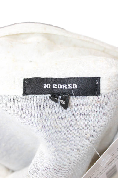 10 Corso Women White Knit Collared Button-Up Long Sleeve Basic Top Size XS