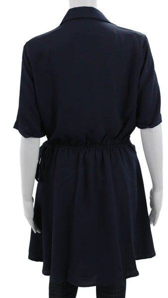 Vince Camuto Women Wrap Dress Blue Collared Tie Short Sleeve Size M