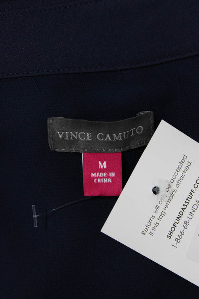 Vince Camuto Women Wrap Dress Blue Collared Tie Short Sleeve Size M