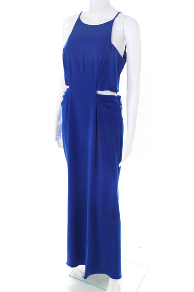 Badgley Mischka Womens Keena High Neck Cut Out Sheath Gown Blue Size 10 10918265