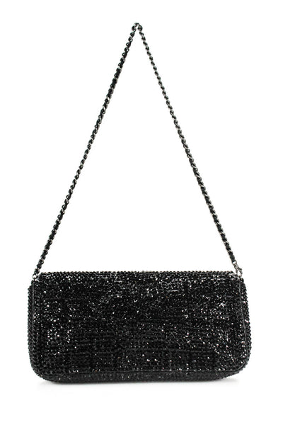 Chanel Womens CC Turnlock Crystal Chocolate Bar Strass Flap Handbag Black