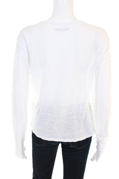 Zadig & Voltaire Womens Long Sleeve Graphic Tee Shirt White Black Size Small