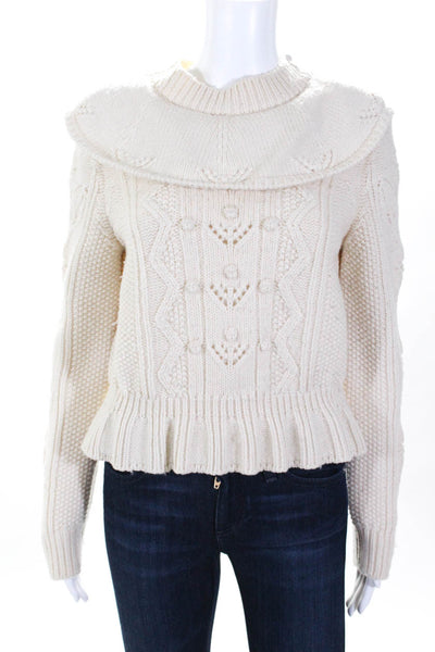 RED Valentino Womens Ecru Ruffle Sweater Wool Ivory Size Extra Large 10686157