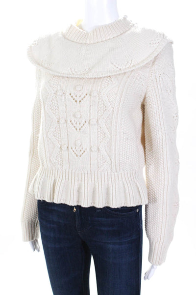 RED Valentino Womens Ecru Ruffle Sweater Wool Ivory Size Extra Large 10686157