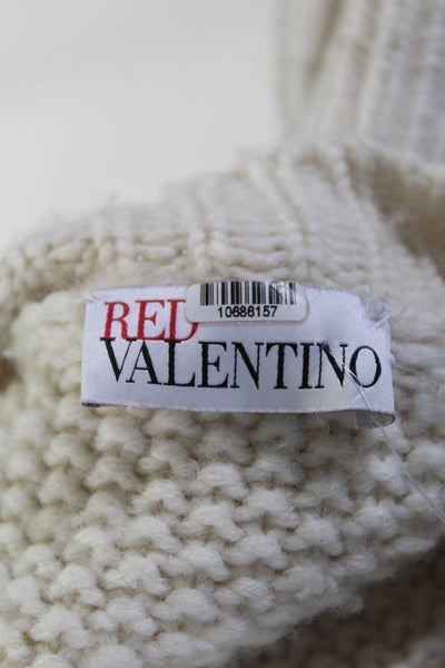 RED Valentino Womens Ecru Ruffle Sweater Wool Ivory Size Extra Large 10686157
