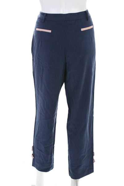 W By WenJun Womens Blue Pink Stripe Star Shaped Rivet High Rise Pants Size Large