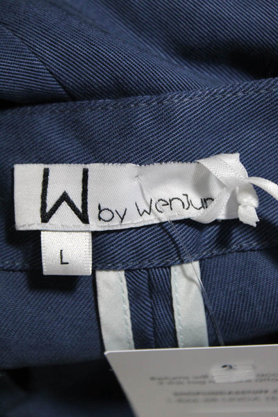 W By WenJun Womens Blue Pink Stripe Star Shaped Rivet High Rise Pants Size Large