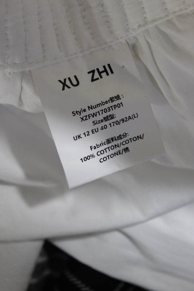 Xu Zhi Womens Woven Fringe Waist Button Down Blouse White Size European 40