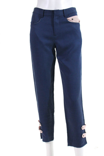W By WenJun Womens Blue Pink Double Striped Leg Trouser Pants Size Extra Small