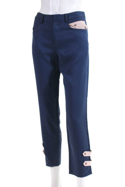 W By WenJun Womens Blue Pink Double Striped Leg Trouser Pants Size Extra Small