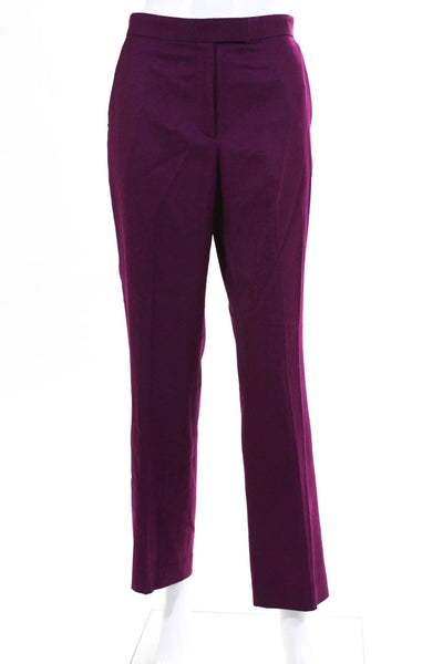 Muveil Womens High Rise Pleated Straight Leg Trousers Magenta Size European 38