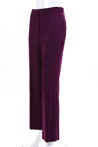 Muveil Womens High Rise Pleated Straight Leg Trousers Magenta Size European 38