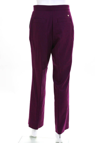 Muveil Womens High Rise Pleated Straight Leg Trousers Magenta Size European 38