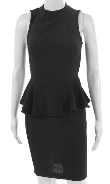 Zara Women Black High Neck Sleeveless Pencil Mid-Calf Dress Size S