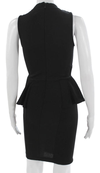 Zara Women Black High Neck Sleeveless Pencil Mid-Calf Dress Size S