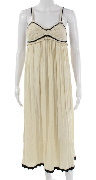 Zara Women Maxi Dress Ivory Sweetheart Cotton Sleeveless Pullover Size S