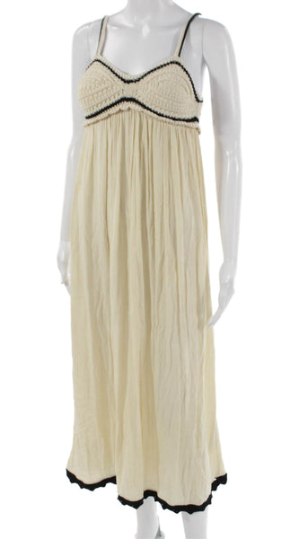 Zara Women Maxi Dress Ivory Sweetheart Cotton Sleeveless Pullover Size S