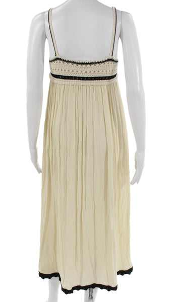 Zara Women Maxi Dress Ivory Sweetheart Cotton Sleeveless Pullover Size S