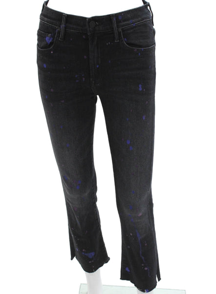 Mother Womens Cropped Black Mid Rise Jeans Cotton Blend Size 25