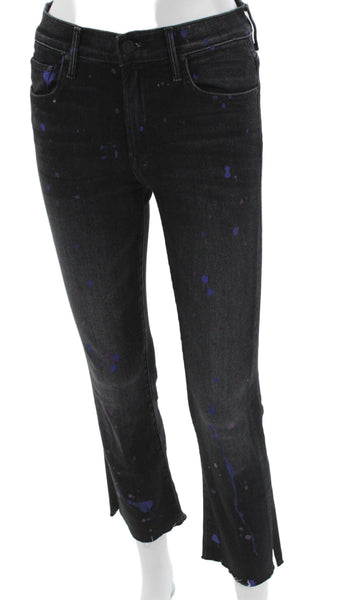 Mother Womens Cropped Black Mid Rise Jeans Cotton Blend Size 25