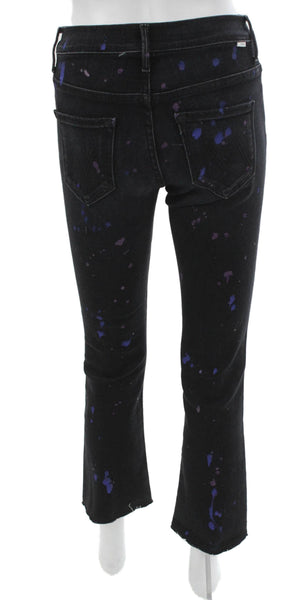 Mother Womens Cropped Black Mid Rise Jeans Cotton Blend Size 25