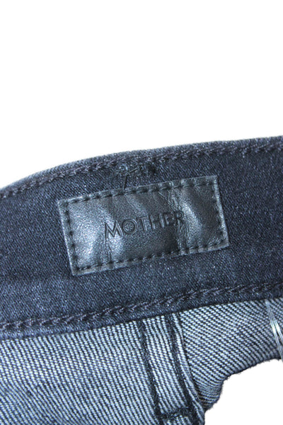 Mother Womens Cropped Black Mid Rise Jeans Cotton Blend Size 25