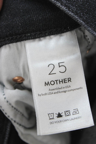 Mother Womens Cropped Black Mid Rise Jeans Cotton Blend Size 25