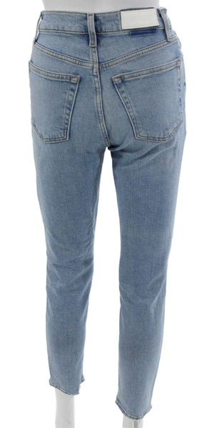 Re/Done Womens Tapered Jeans Blue Button Mid Rise Size 25