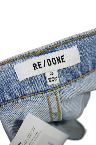 Re/Done Womens Tapered Jeans Blue Button Mid Rise Size 25