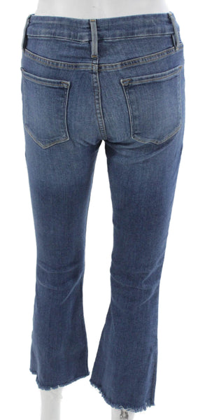 Frame Womens Cropped Jeans Mid Rise Blue Button Cotton Blend Size 25