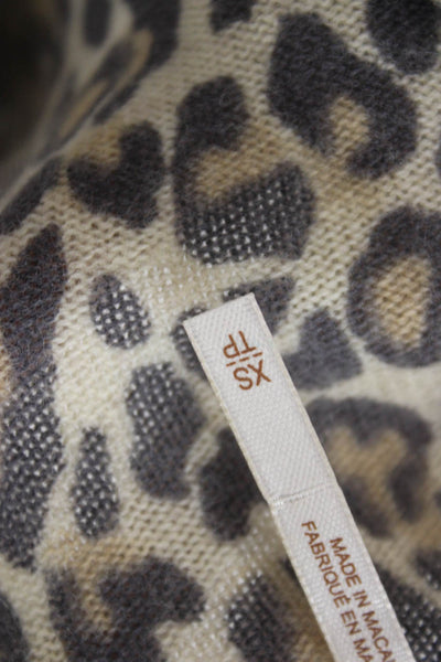 Free People Womens Beige Wool Animal Print Cardigan Long Sleeve Size XS